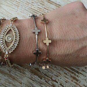 Stainless Steel Gold & Silver Cross Bracelet Sets (Adjustible)